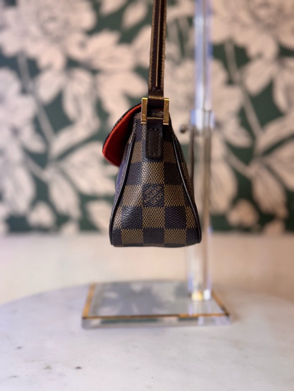 Louis Vuitton Authentic Damier Shoulder Bag with Red Trim and flap closure EUC - Picture 6 of 12
